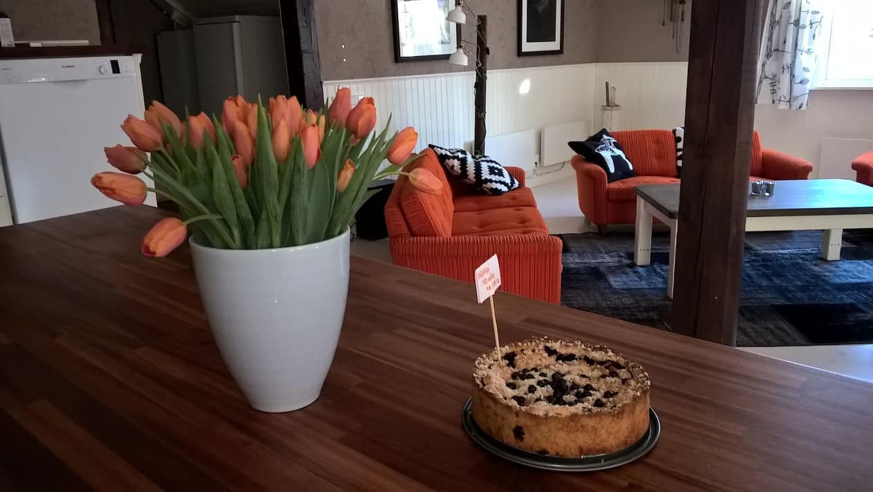 Blueberry pie with meringue and white chocolate