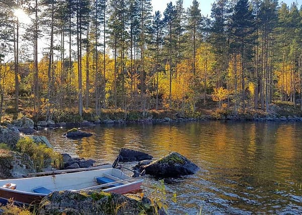 fishing lake and boat